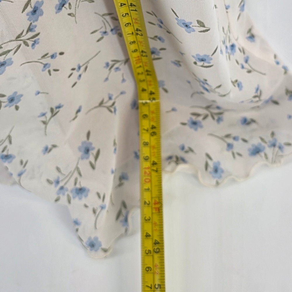 Floral Lace-Trim Midi Dress in Cream with Blue Print - Picture 5 of 6